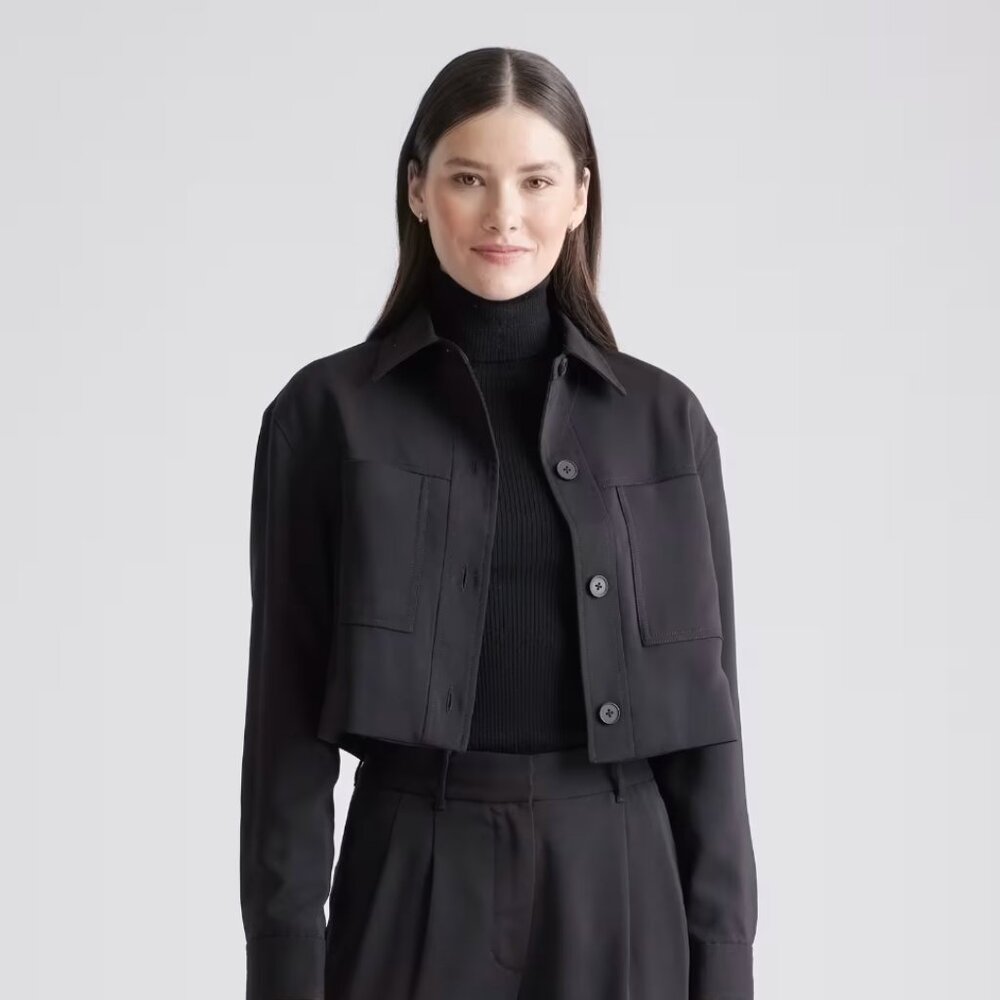 NWT Quince Stretch Crepe Cropped Jacket